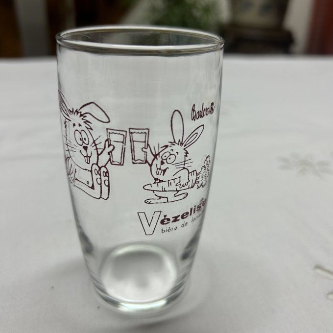 Verre à bière de Lorraine, publicitaire, VEZELISE, dessin Barberousse